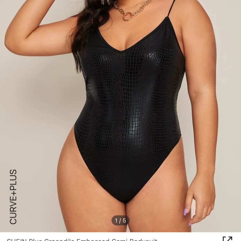 SHEIN Plus Crocodile Embossed Cami Bodysuit